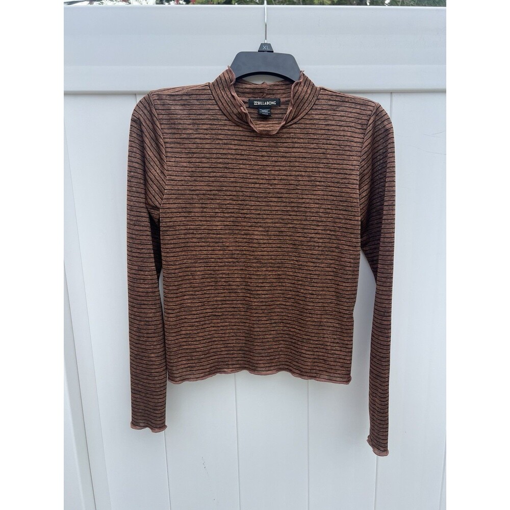 Billabong Womens Long Sleeve Top Small Bronze Y2K Stretchy